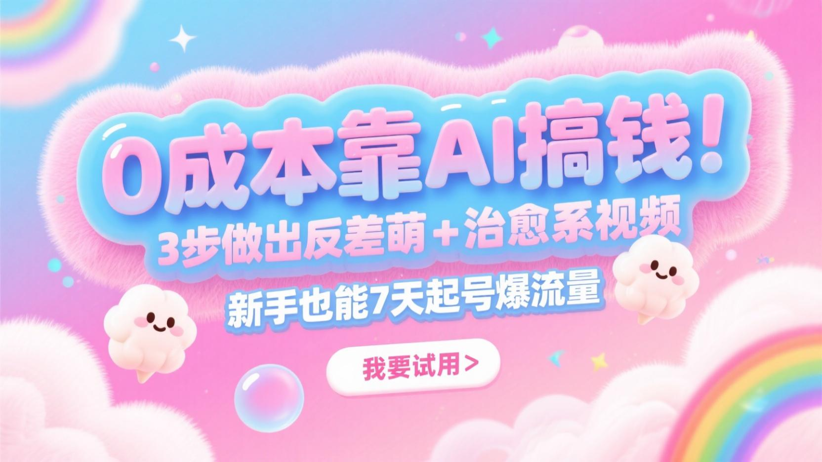 0成本靠AI搞钱！3步做出反差萌+治愈系视频，新手也能7天起号爆流量，月入5位数-优优云网创