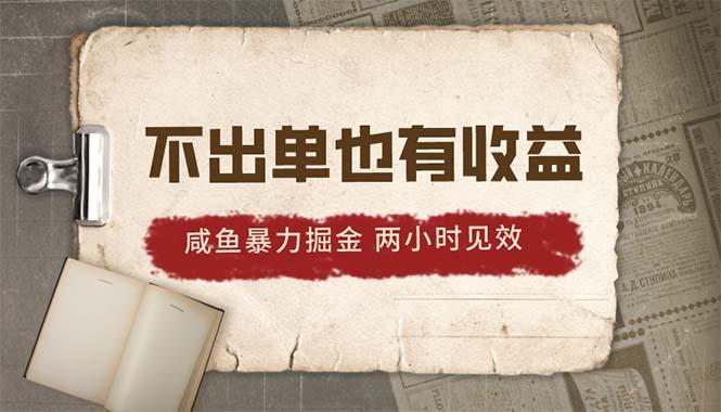 2024咸鱼暴力掘金，不出单也有收益，两小时见效，当天突破500+-优优云网创