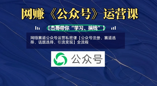 网创赛道公众号运营私密课【公众号注册、赛道选择、话题选择、引流变现】全流程-优优云网创
