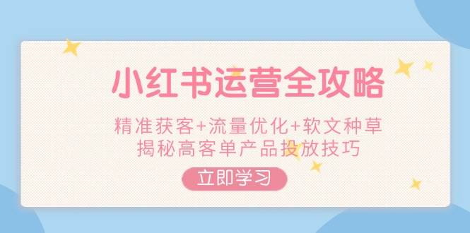 小红书运营全攻略，精准获客+流量优化+软文种草，揭秘高客单产品投放技巧-优优云网创