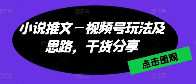 小说推文—视频号玩法及思路，干货分享-优优云网创
