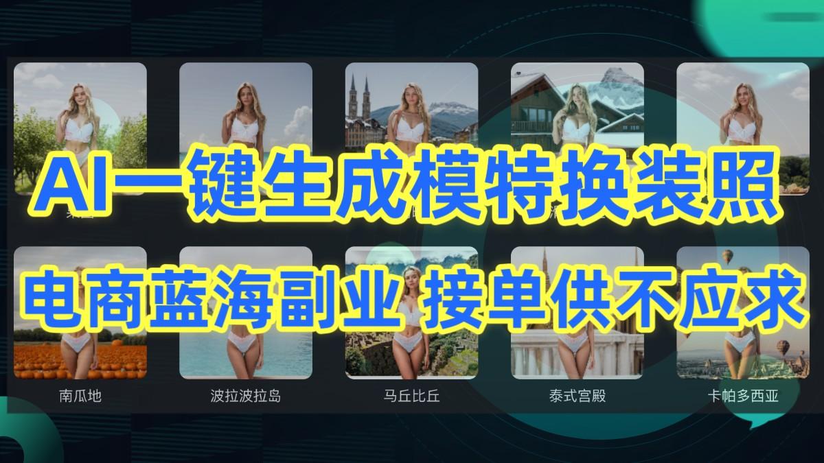 AI制作一键生成模特换装照，电商蓝海副业，接单供不应求-优优云网创