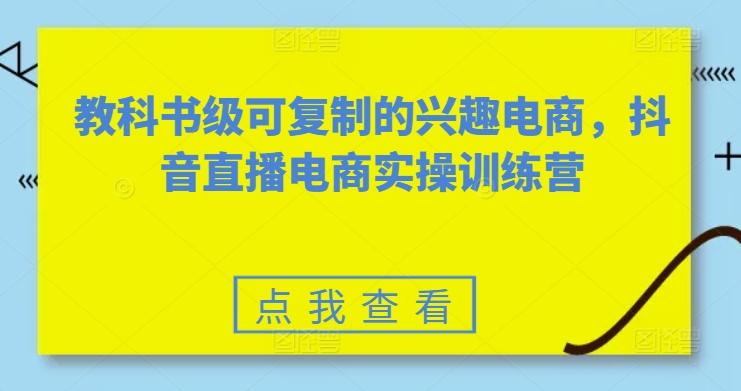 教科书级可复制的兴趣电商，抖音直播电商实操训练营-优优云网创