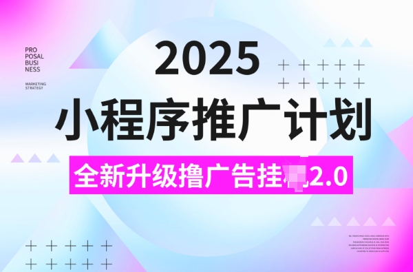 2025小程序推广计划，撸广告挂JI3.0玩法，日均5张【揭秘】-优优云网创
