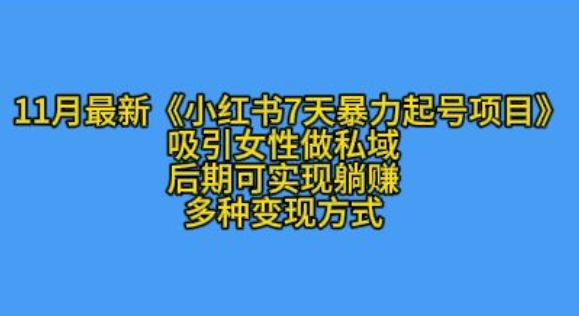 K总部落11月最新小红书7天暴力起号项目，吸引女性做私域【揭秘】-优优云网创