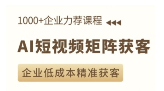 AI短视频矩阵获客实操课，企业低成本精准获客-优优云网创