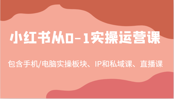 小红书从0-1实操运营课，包含手机/电脑实操板块、IP和私域课、直播课(97节)-优优云网创