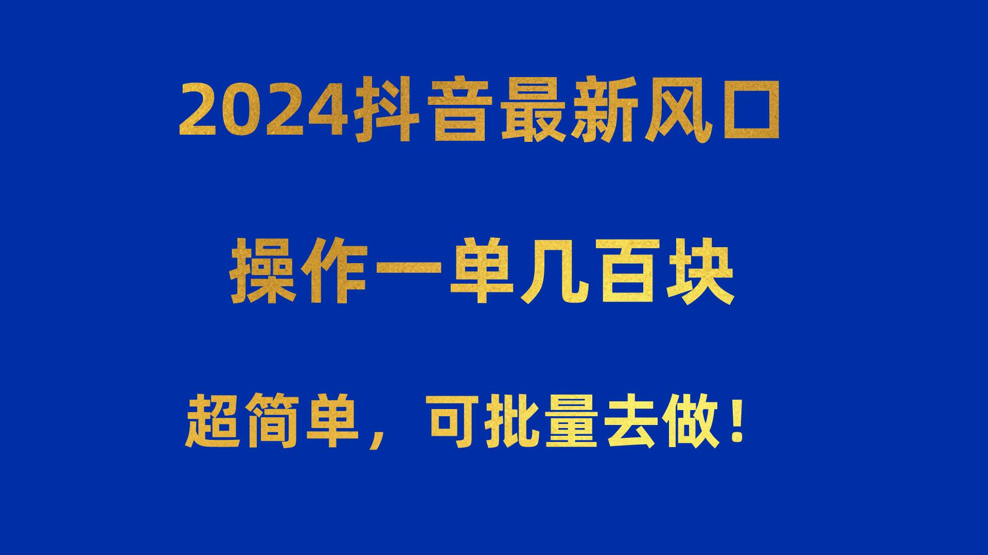 2024抖音最新风口！操作一单几百块！超简单，可批量去做！！！-优优云网创