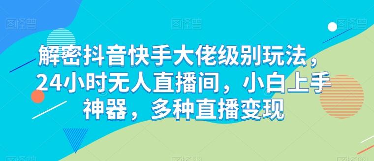 解密抖音快手大佬级别玩法，24小时无人直播间，小白上手神器，多种直播变现【揭秘】-优优云网创