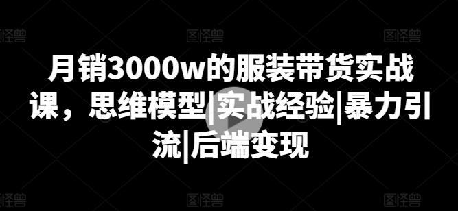 月销3000w的服装带货实战课，思维模型|实战经验|暴力引流|后端变现-优优云网创
