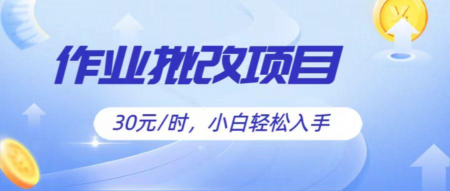 作业批改项目30元/时，简单小白轻松入手，非常适合兼职-优优云网创