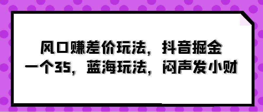 (10022期)风口赚差价玩法，抖音掘金，一个35，蓝海玩法，闷声发小财-优优云网创