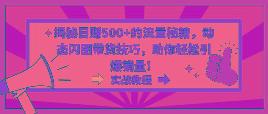 揭秘日赚500+的流量秘籍，动态闪图带货技巧，助你轻松引爆销量！-优优云网创