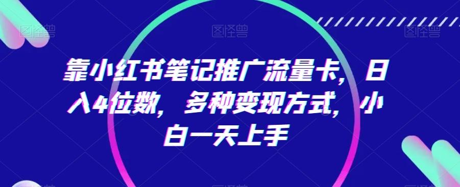 靠小红书笔记推广流量卡，日入4位数，多种变现方式，小白一天上手-优优云网创