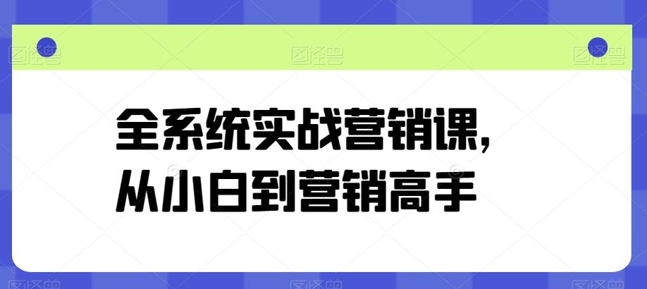 全系统实战营销课，从小白到营销高手-优优云网创