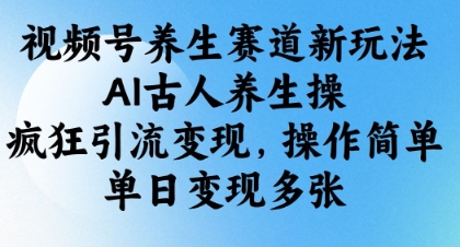 视频号养生赛道新玩法，AI古人养生操，疯狂引流变现，操作简单，单日变现多张-优优云网创
