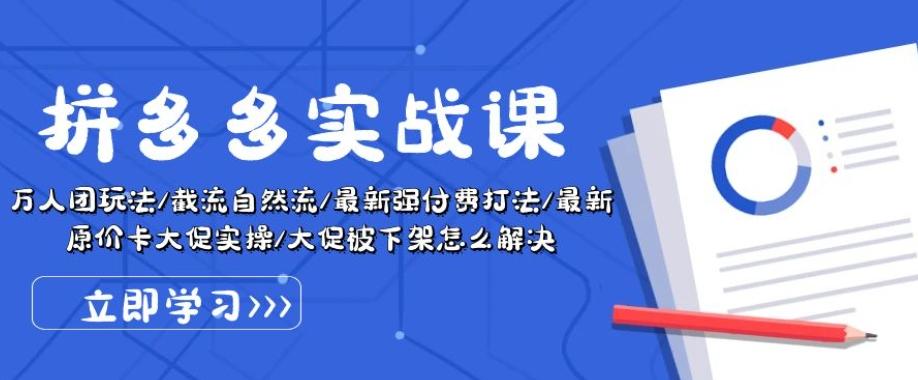 拼多多实战课：万人团玩法/截流自然流/最新强付费打法/最新原价卡大促..-优优云网创