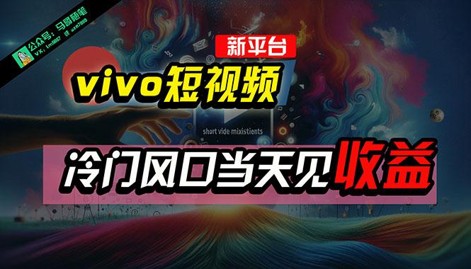 全新平台vivo短视频，新风口AI混剪无脑搬运，冷门风口当天见收益，7天…-优优云网创
