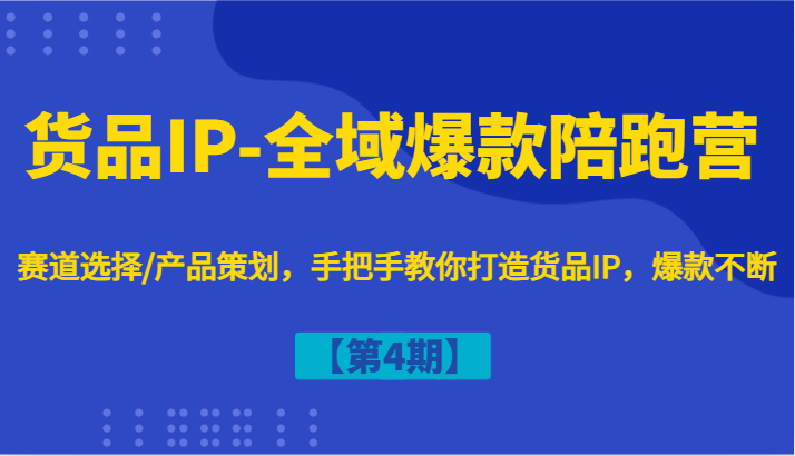 货品IP-全域爆款陪跑营【第4期】赛道选择/产品策划，手把手教你打造货品IP，爆款不断-优优云网创