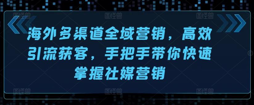 海外多渠道全域营销，高效引流获客，手把手带你快速掌握社媒营销-优优云网创
