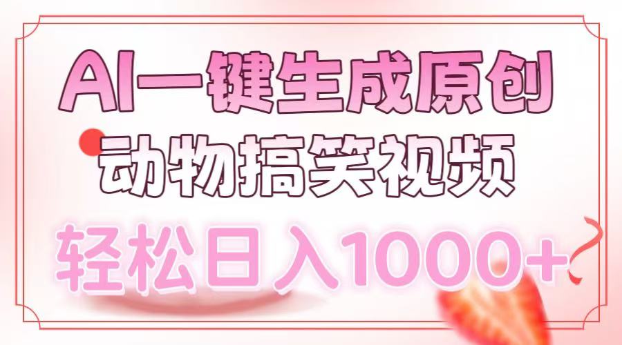 AI一键生成原创动物搞笑视频，轻松日入1000+-优优云网创