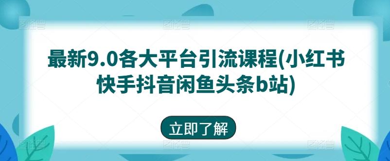 最新9.0各大平台引流课程(小红书快手抖音闲鱼头条b站)-优优云网创