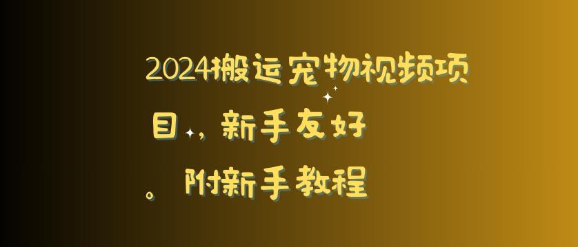 2024搬运宠物视频项目，新手友好，完美去重，附新手教程【揭秘】-优优云网创
