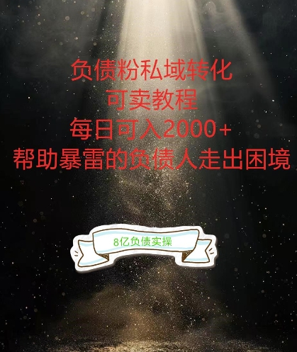 负债粉掘金计划，帮助负债者解决问题，债务规划，债务重组，最好的变现方式【揭秘】-优优云网创