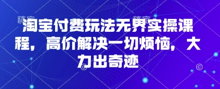 淘宝付费玩法无界实操课程，高价解决一切烦恼，大力出奇迹-优优云网创
