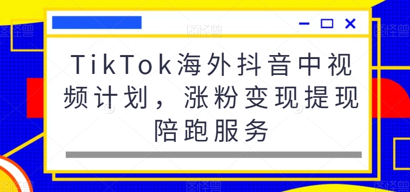 TikTok海外抖音中视频计划，涨粉变现提现陪跑服务-优优云网创