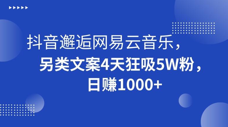 抖音邂逅网易云音乐，另类文案4天狂吸5W粉，日赚1000+【揭秘】-优优云网创