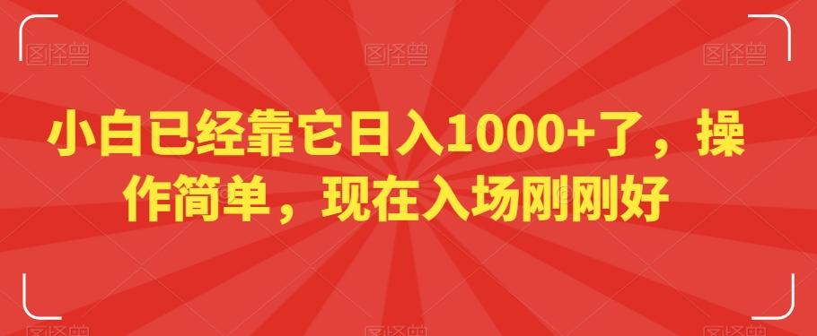 小白已经靠它日入1000+了，操作简单，现在入场刚刚好【揭秘】-优优云网创