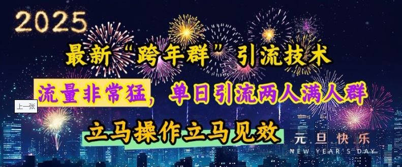 最新“跨年群”引流，流量非常猛，单日引流两人满人群，立马操作立马见效【揭秘】-优优云网创