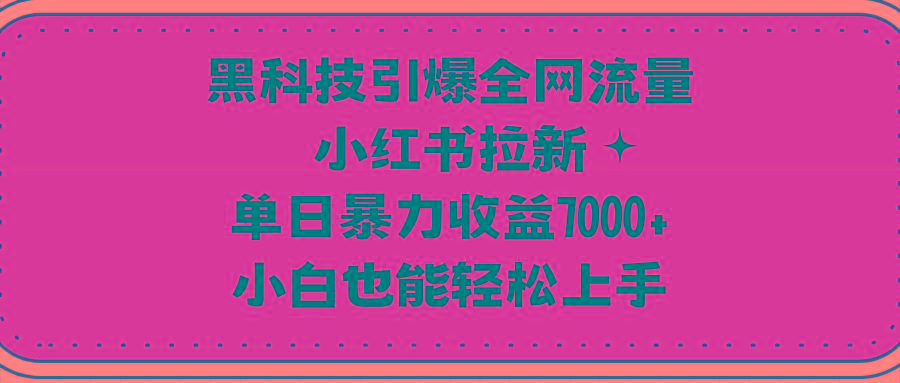 (9679期)黑科技引爆全网流量小红书拉新，单日暴力收益7000+，小白也能轻松上手-优优云网创