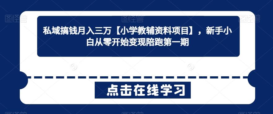 私域搞钱月入三万【小学教辅资料项目】，新手小白从零开始变现陪跑第一期-优优云网创