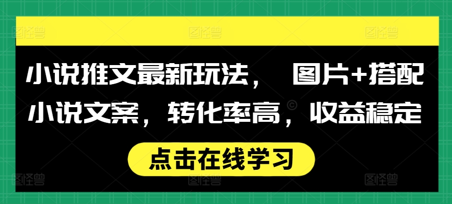 小说推文最新玩法， 图片+搭配小说文案，转化率高，收益稳定-优优云网创