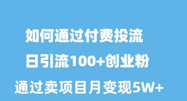 如何通过付费投流日引流100+创业粉月变现5W+-优优云网创