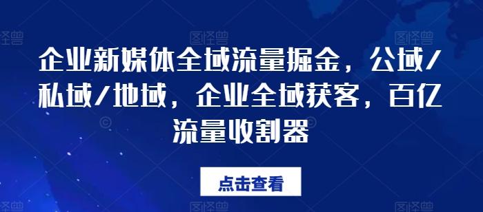 企业新媒体全域流量掘金，公域/私域/地域，企业全域获客，百亿流量收割器-优优云网创