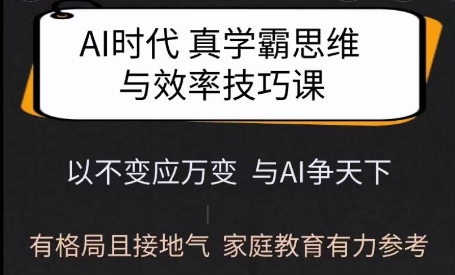 Ai时代真学霸思维与学习方法课，有格局且接地气，家庭教育有力参考-优优云网创