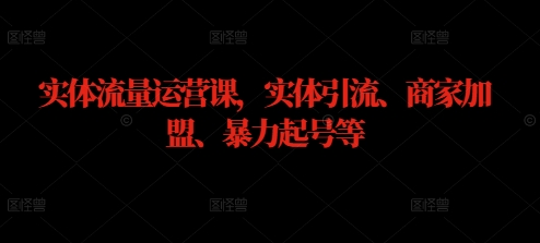 实体流量运营课，实体引流、商家加盟、暴力起号等-优优云网创