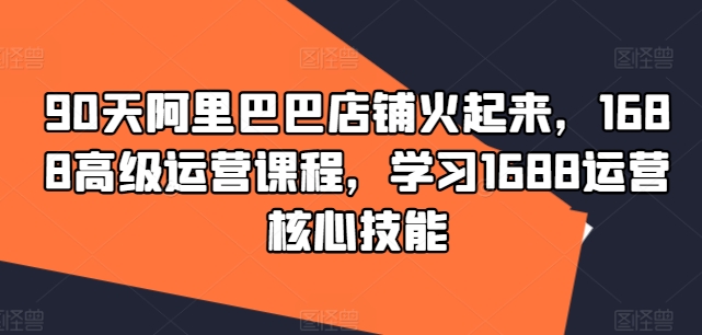 90天阿里巴巴店铺火起来，1688高级运营课程，学习1688运营核心技能-优优云网创