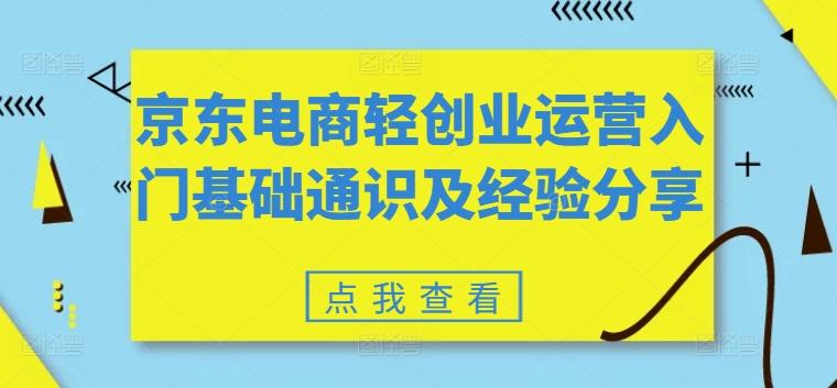 京东电商轻创业运营入门基础通识及经验分享-优优云网创