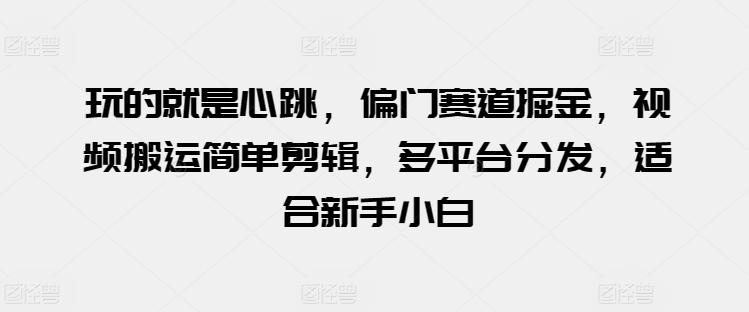 玩的就是心跳，偏门赛道掘金，视频搬运简单剪辑，多平台分发，适合新手小白【揭秘】-优优云网创