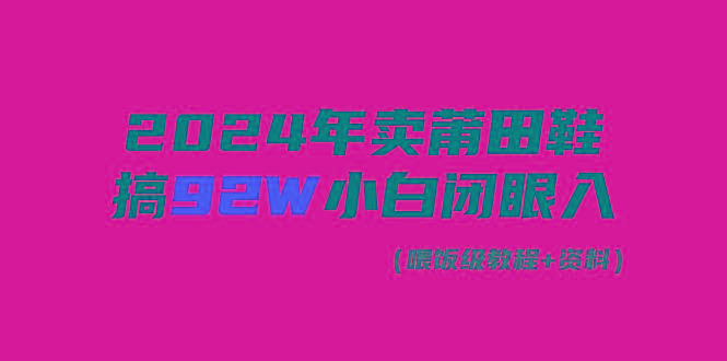 (9329期)2024年卖莆田鞋，搞了92W，小白闭眼操作！-优优云网创