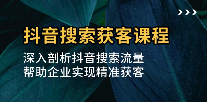 抖音搜索获客课程：深入剖析抖音搜索流量，帮助企业实现精准获客-优优云网创