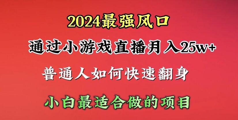 (10020期)2024年最强风口，通过小游戏直播月入25w+单日收益5000+小白最适合做的项目-优优云网创