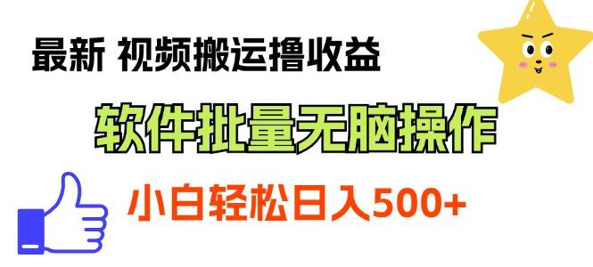 最新视频搬运撸收益，软件无脑批量操作，新手小白轻松上手-优优云网创