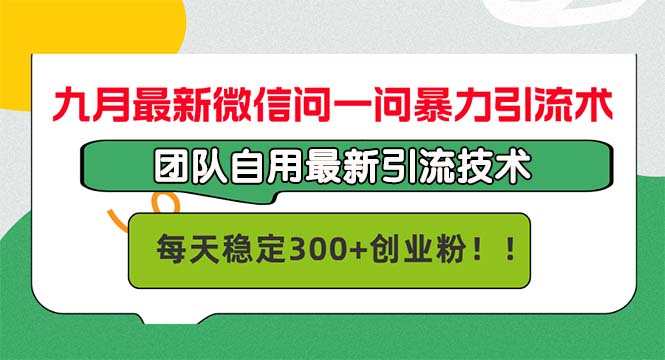 九月最新微信问一问暴力引流术，团队自用引流术，每天稳定300+创…-优优云网创