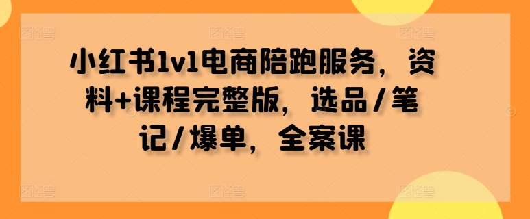 小红书1v1电商陪跑服务，资料+课程完整版，选品/笔记/爆单，全案课-优优云网创