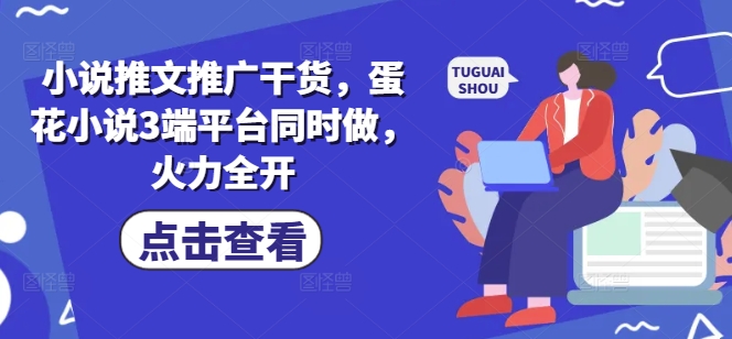 小说推文推广干货，蛋花小说3端平台同时做，火力全开-优优云网创